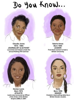 Illustrated Black History Month Women Birthday Card