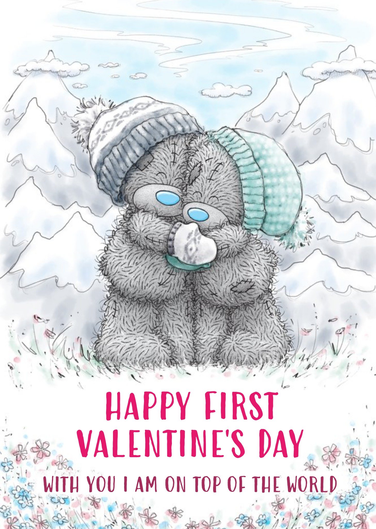 Me To You Tatty Teddy First Valentine's Day Top Of The World Card Ecard