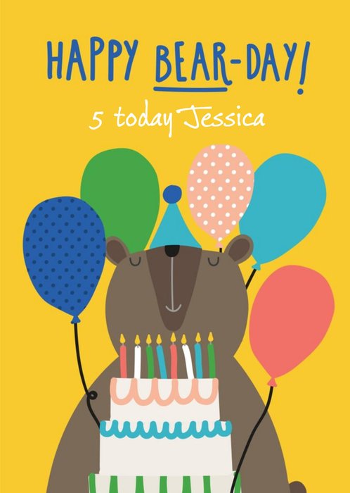 Happy Bear-Day Personalised Birthday Card