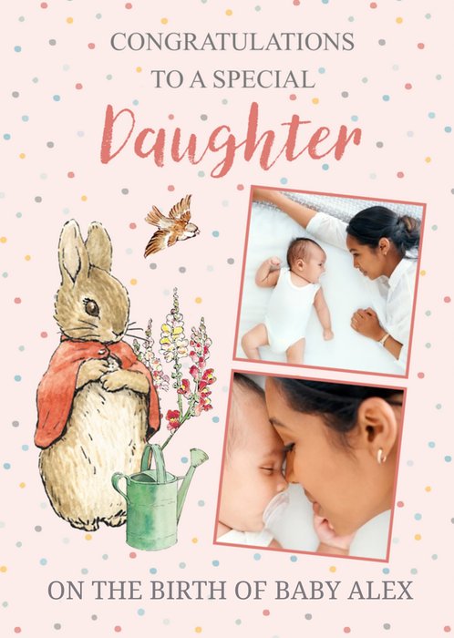 Peter Rabbit Congratulations To A Special Daughter Photo Upload New Baby Card