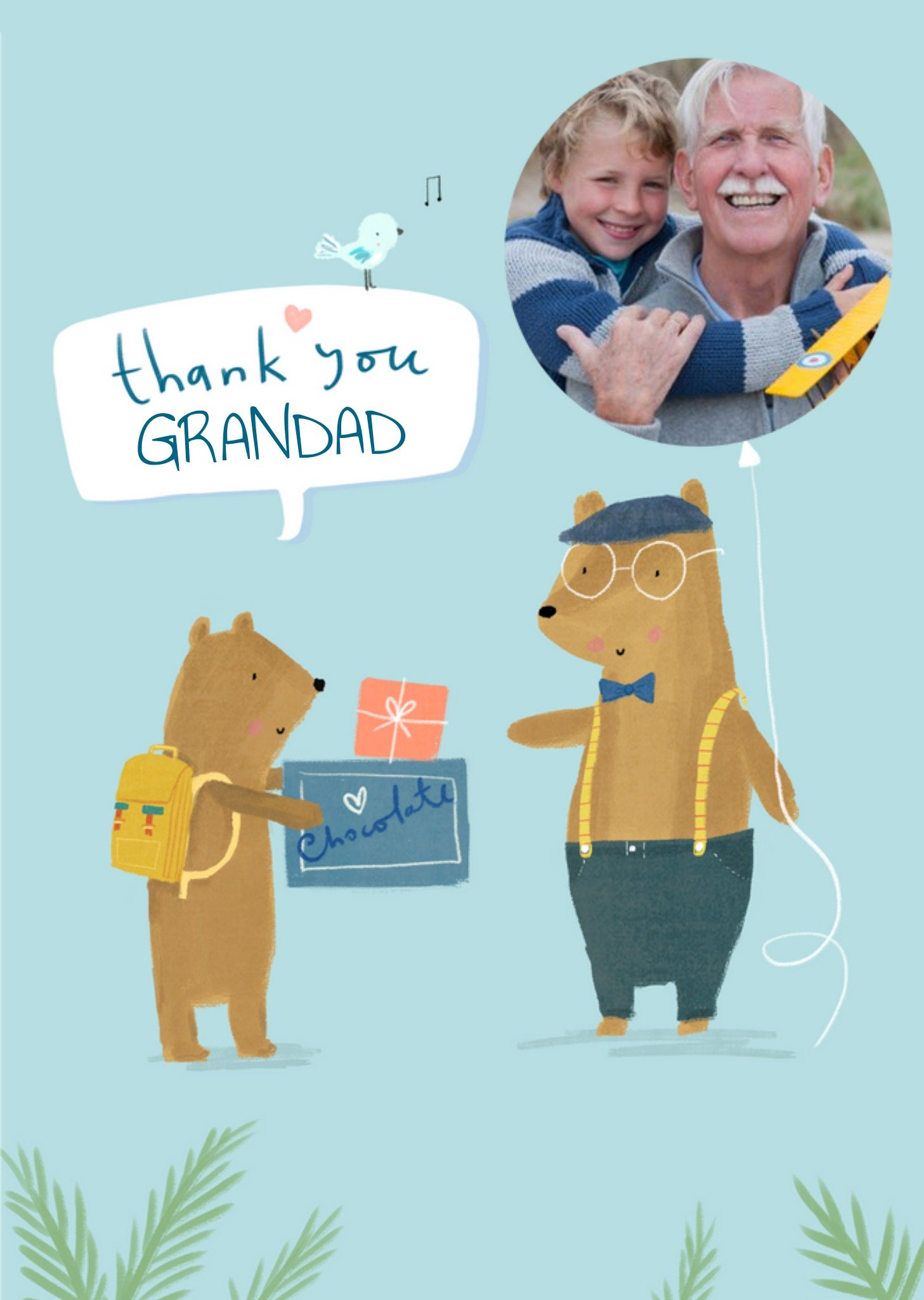 Colette Barker Grandad Bear Photo Upload Thank You Card Ecard