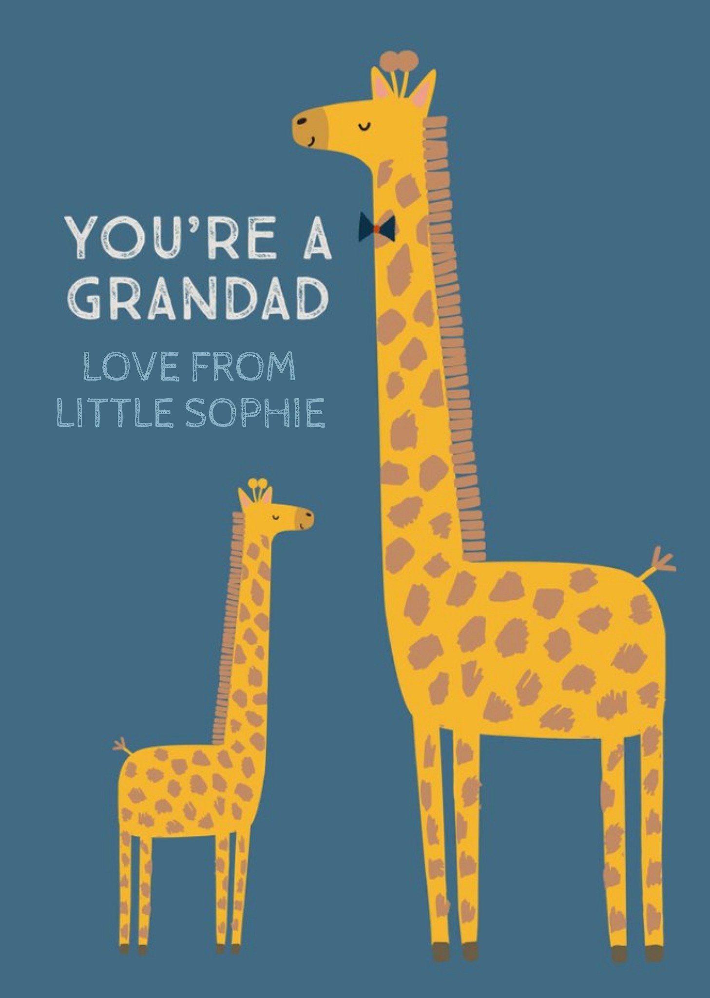 Natalie Alex Designs Illustrated Giraffes You're A Grandad Customisable Card Ecard