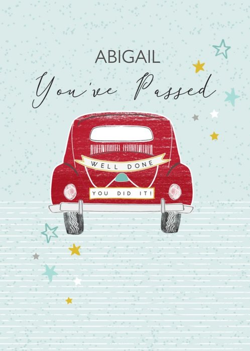 Illustrated Car 'You've Passed' Card