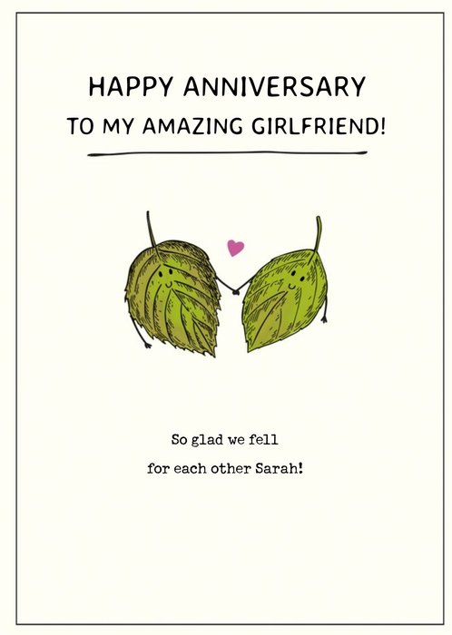 So Glad We Fell For Each Other Girlfriend Anniversary Card