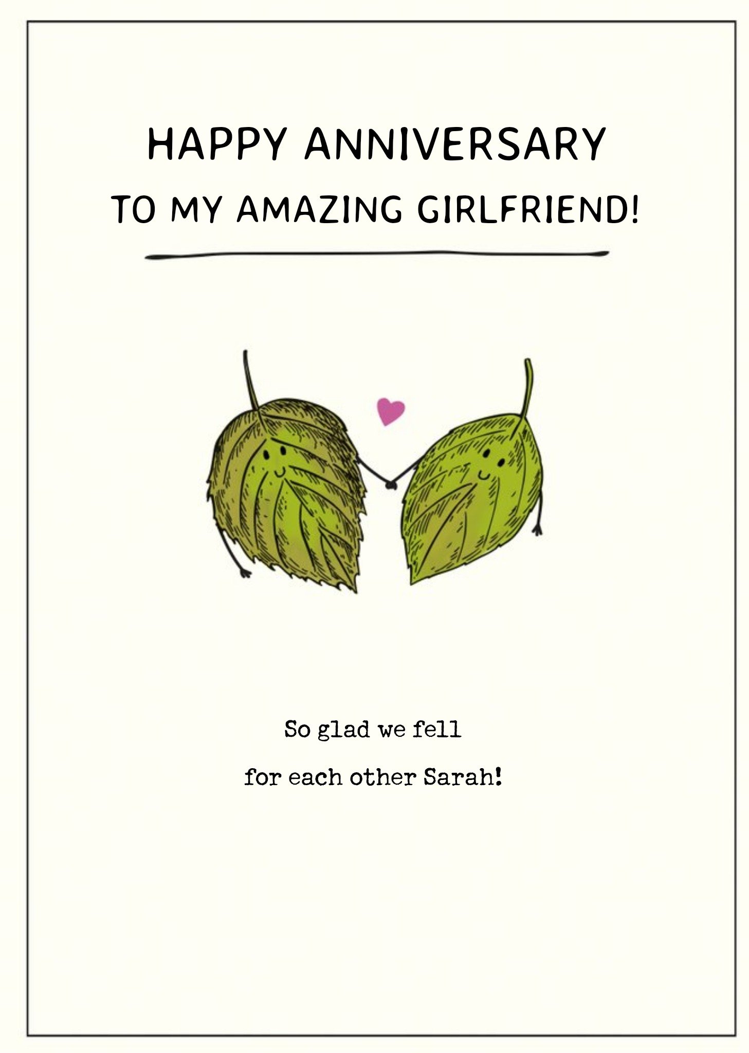 Moonpig So Glad We Fell For Each Other Girlfriend Anniversary Card Ecard