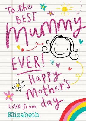 Childlike Doodles And Typography On Note Paper Mother's Day Card