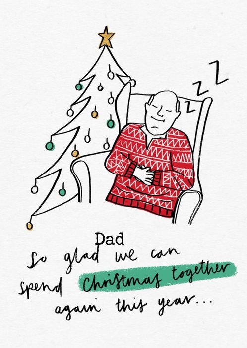 Illustrated Sleeping Man Christmas Card