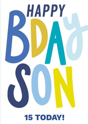 Colourful Typographic Son Birthday Card