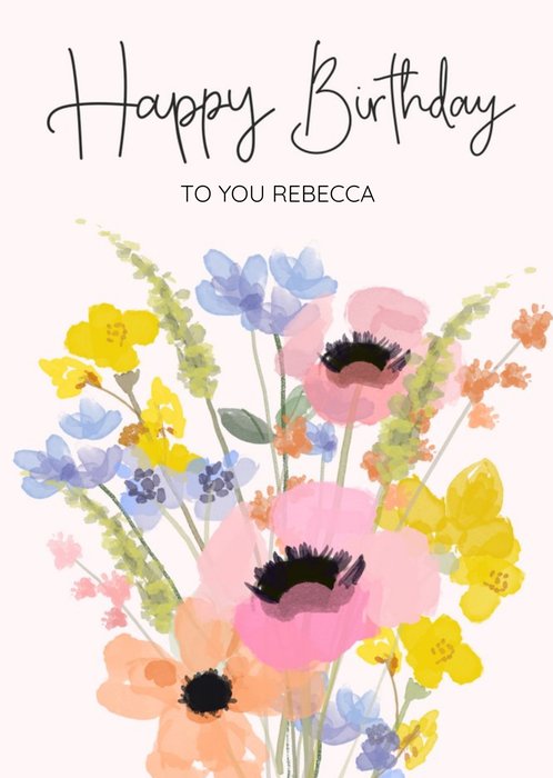 Floral Bunch Of Flowers Happy Birthday Card