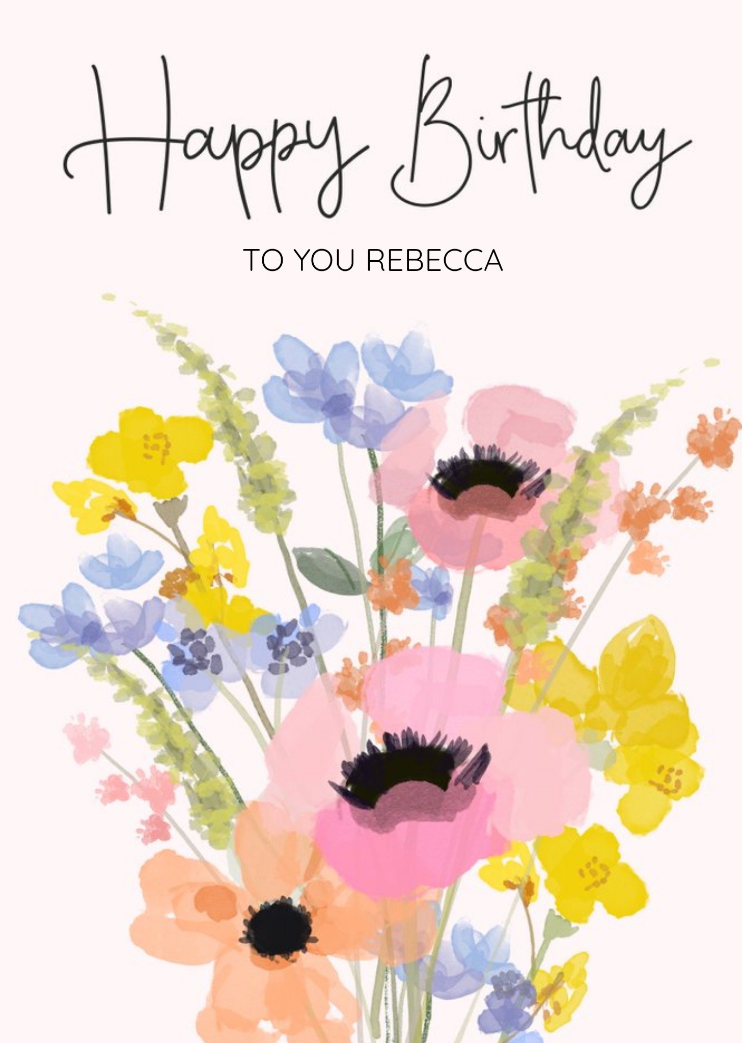 Moonpig Floral Bunch Of Flowers Happy Birthday Card, Large