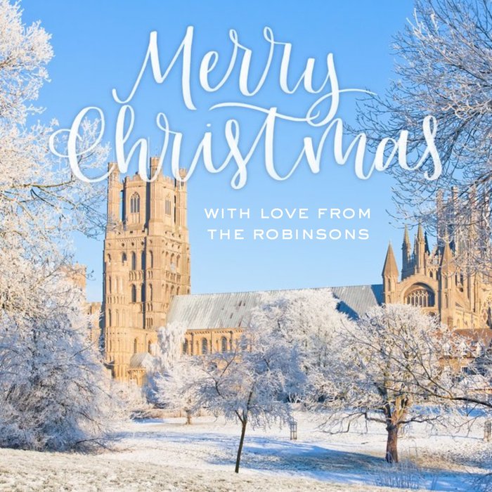 Wintry Cathedral Personalised Christmas Card