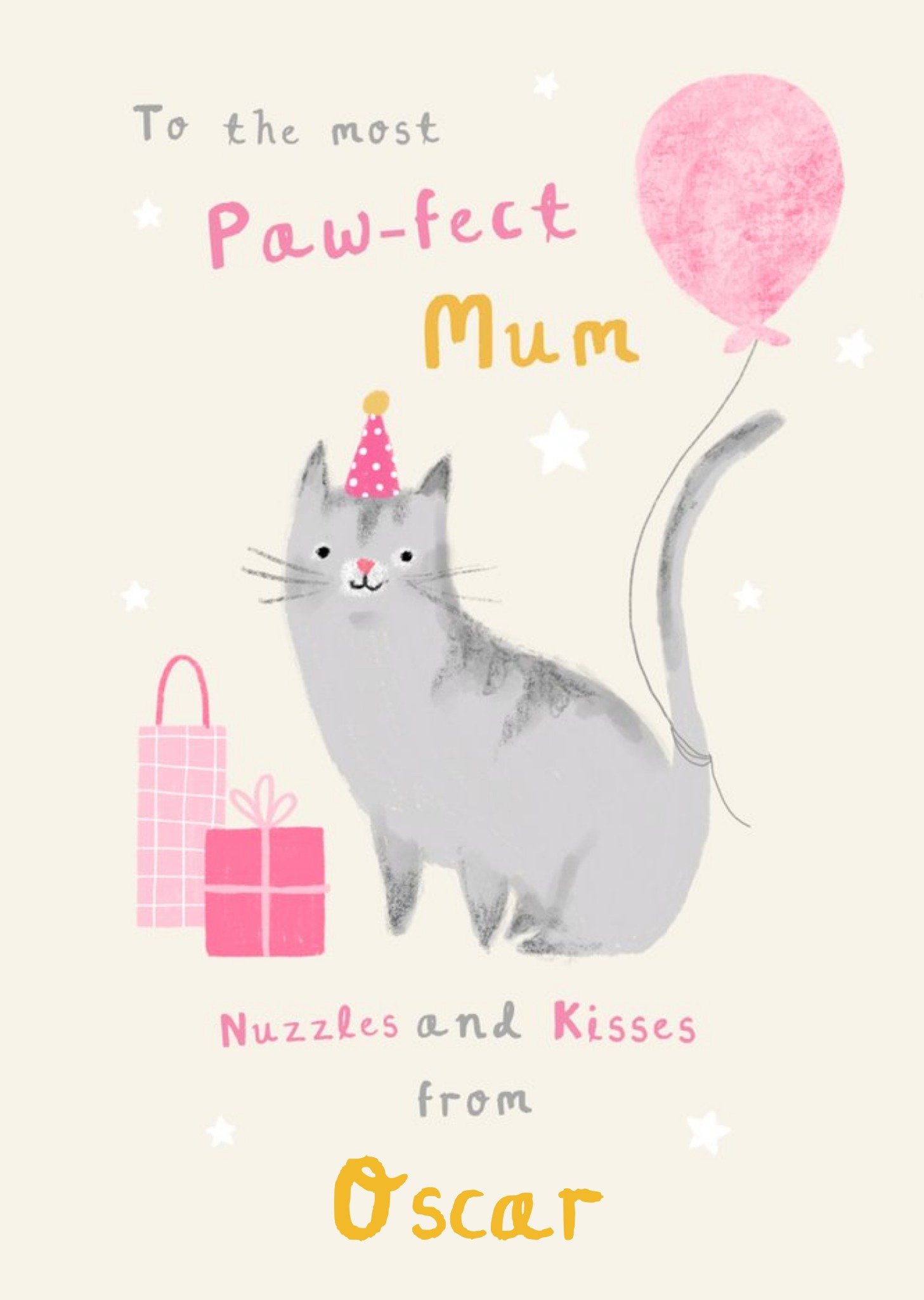 Cat Mum Illustrated Pawfect Birthday Card Ecard