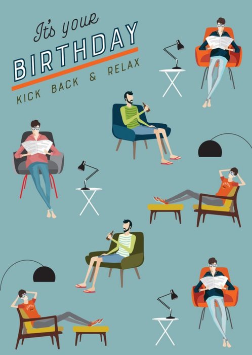 Traditional Illustrated Kick Back And Relax Card