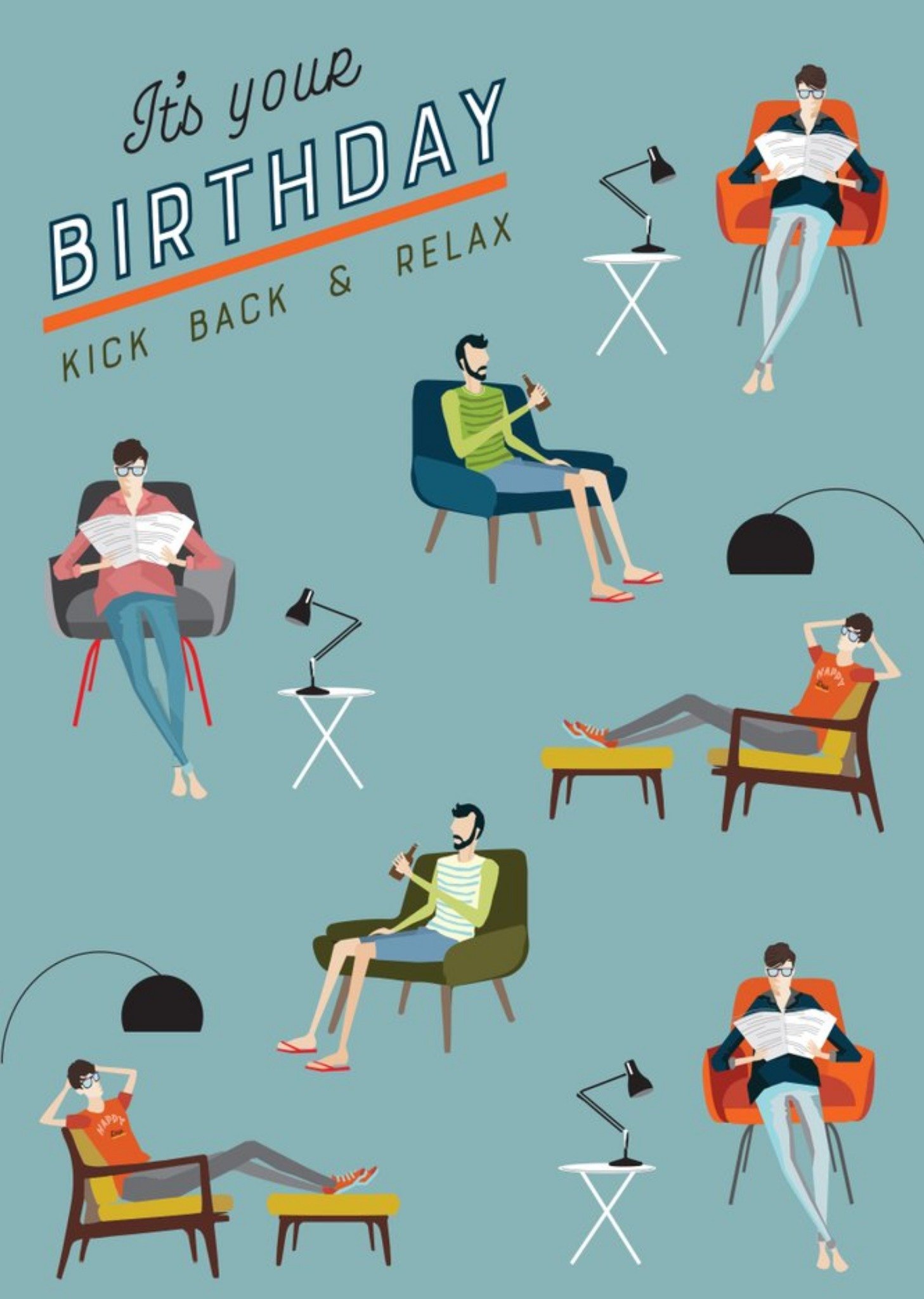 Traditional Illustrated Kick Back And Relax Card Ecard