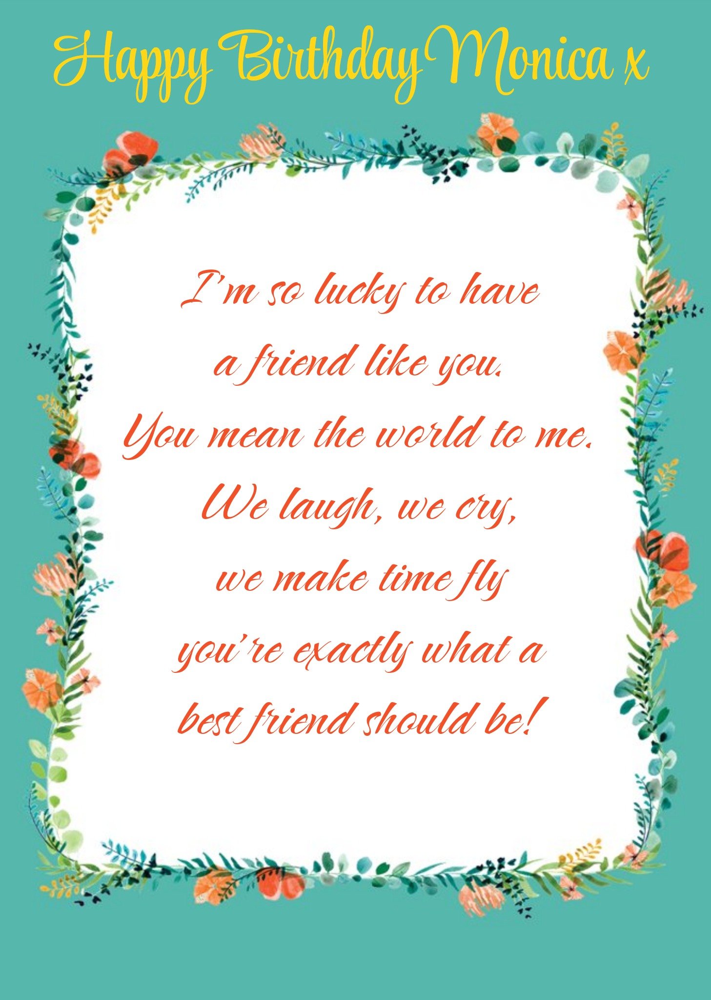 Lucky To Have A Friend Like You Floral Verse Birthday Card Ecard