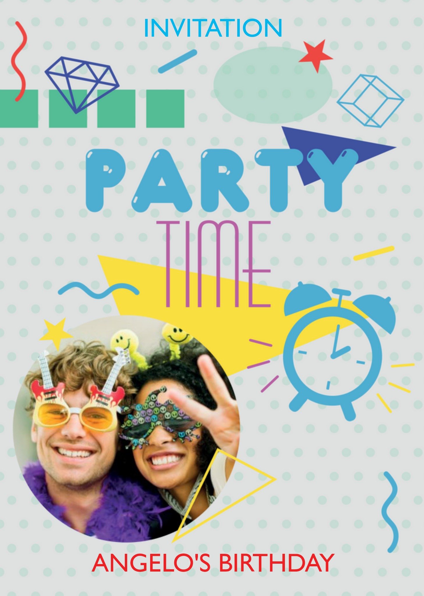 Moonpig Photo Upload Its Party Time Invitation, Standard Card