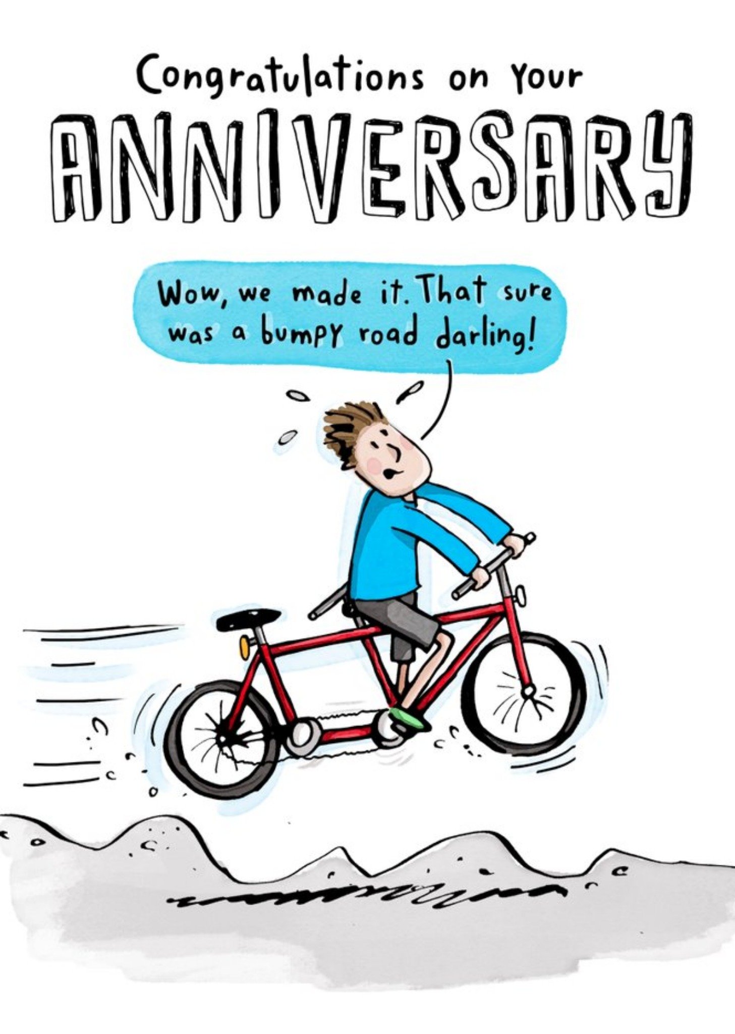 Moonpig Illustration Tandem Bicycle Bike Pendle Couple Humour, Large Card