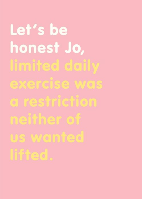 Funny Typographic Limited Daily Exercise Birthday Card