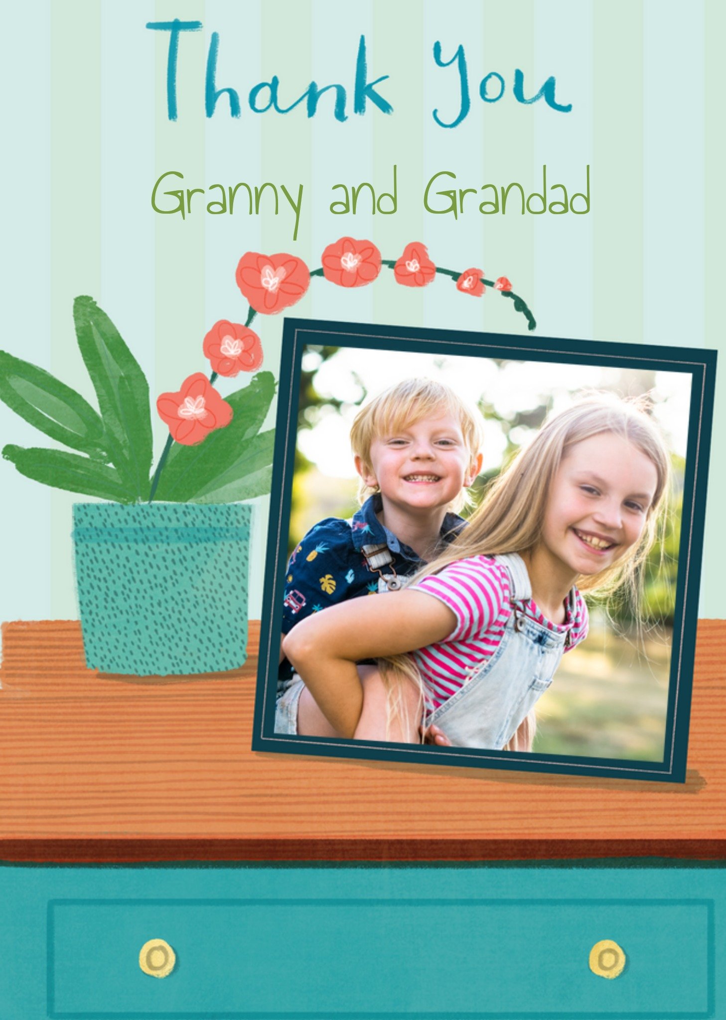 Moonpig Colette Barker Grandad Granny Plant Photo Upload Thank You Card, Large