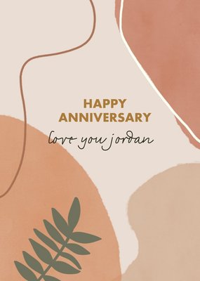 Abstract Illustration Leaves and Shapes Anniversary Card