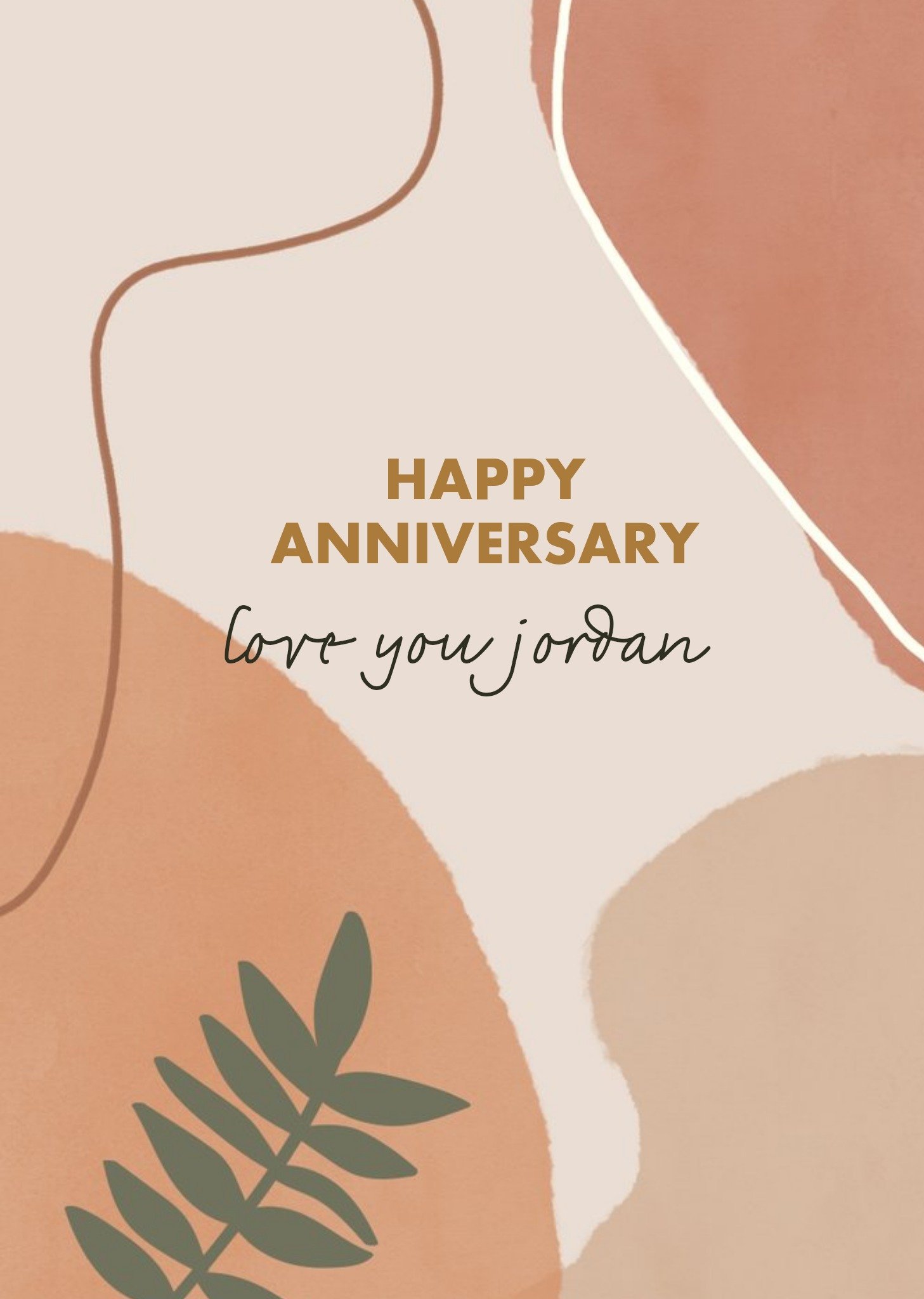 Moonpig Abstract Illustration Leaves And Shapes Anniversary Card Ecard