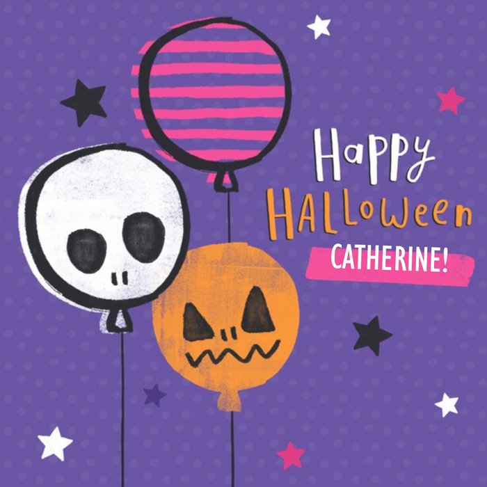 Scary Balloons Happy Halloween Personalised Card