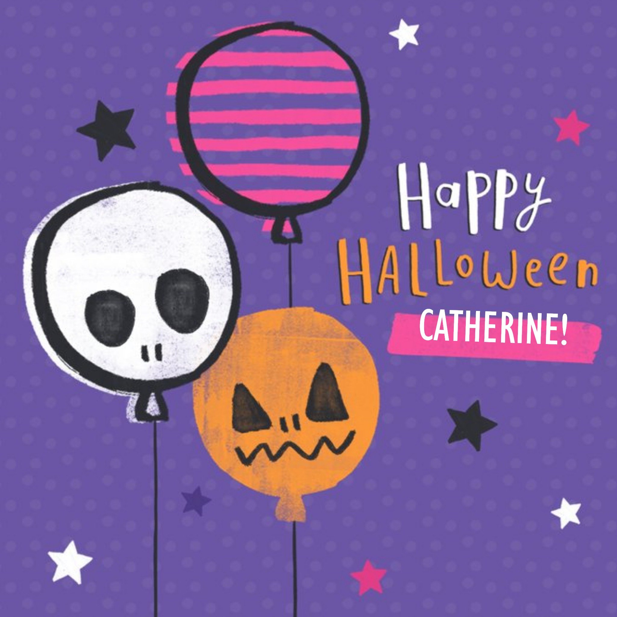 Scary Balloons Happy Halloween Personalised Card, Square