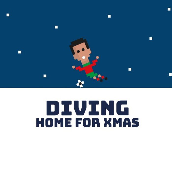 Illustration Of A Footballer Diving Funny Pun Football Christmas Card