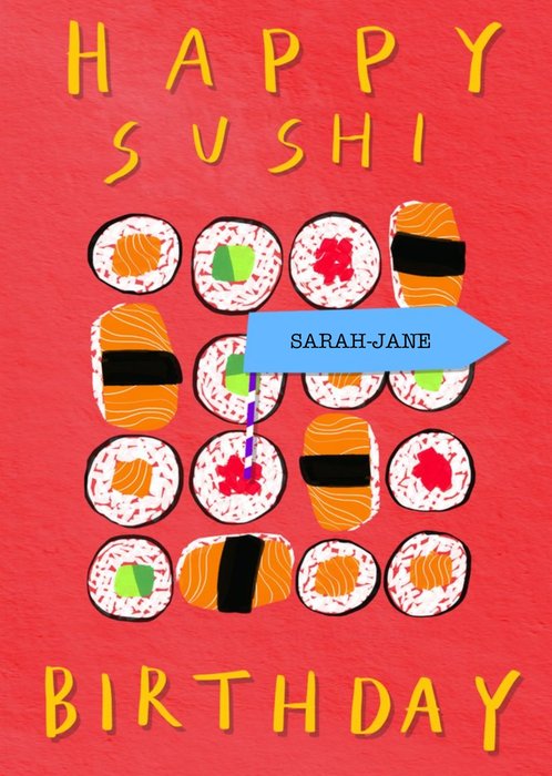Food Illustration Happy Sushi Birthday Card By Elaine Field