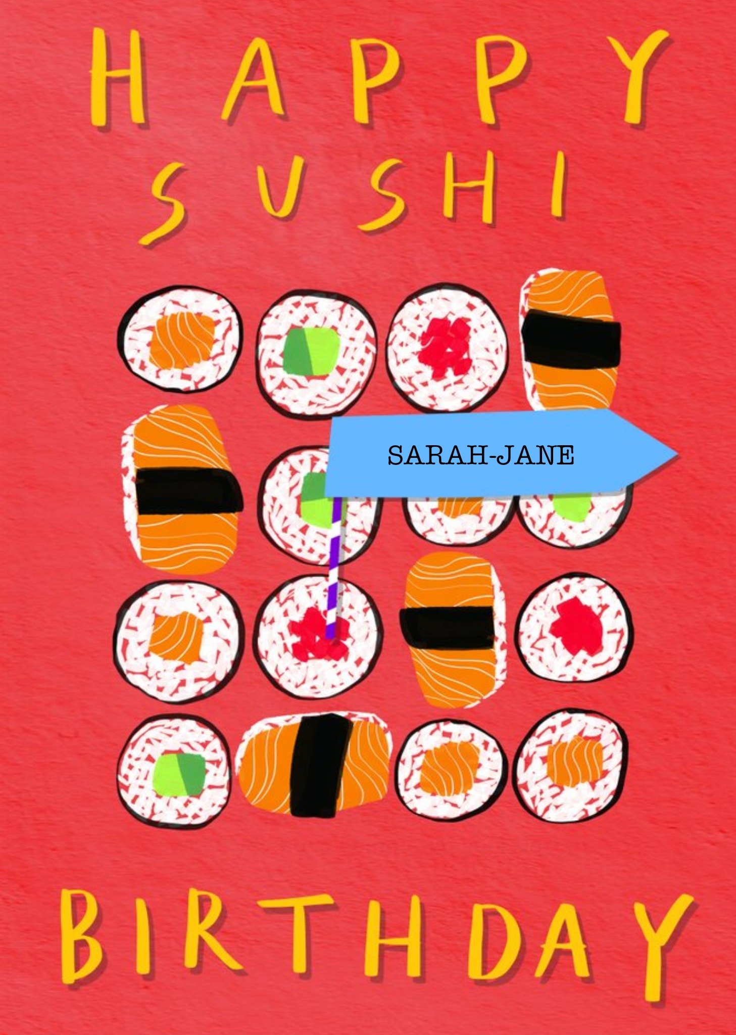 Food Illustration Happy Sushi Birthday Card By Elaine Field Ecard