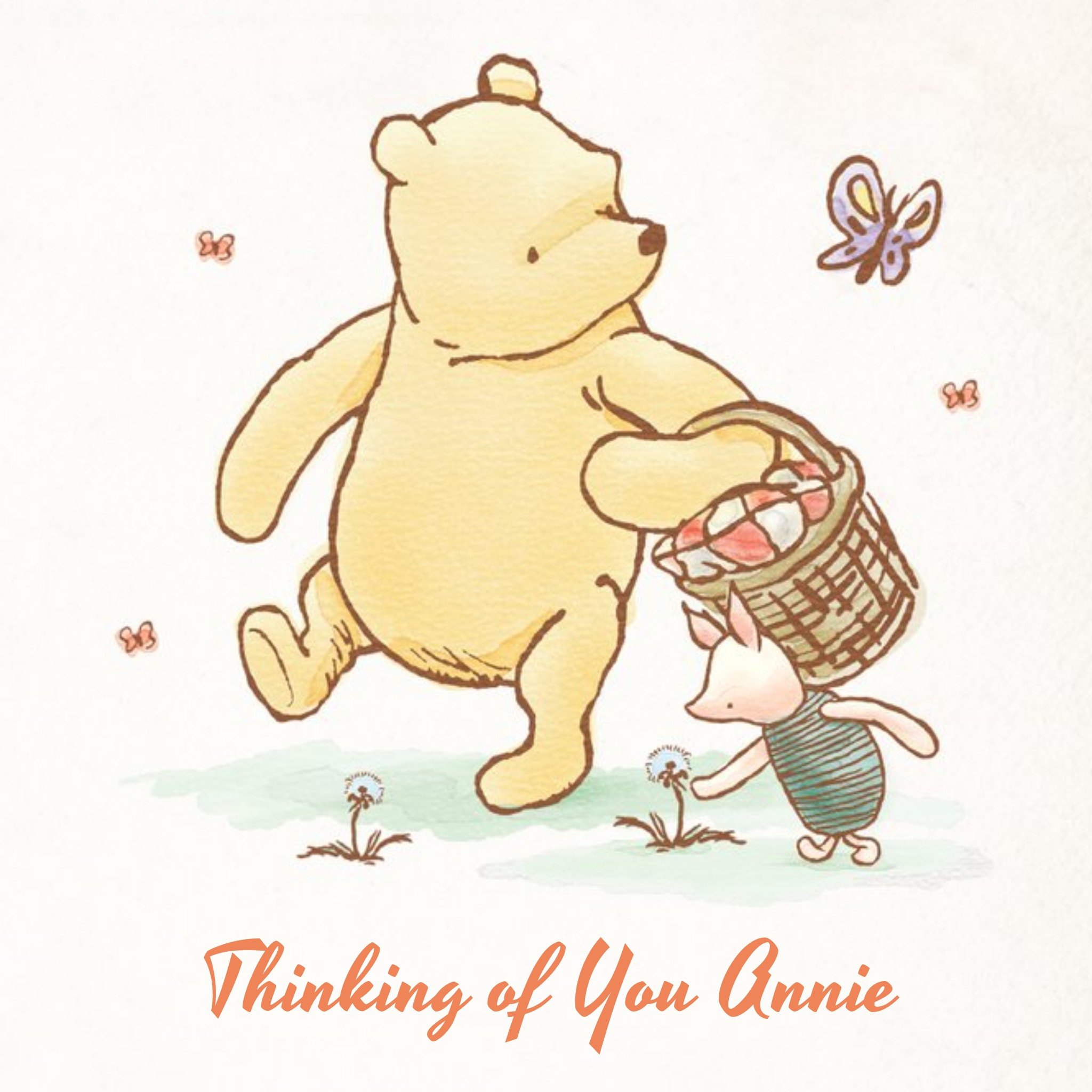 Disney Classic Pooh Thinking Of You Personalised Card, Large
