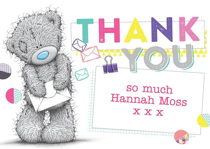 Tatty Teddy With Envelope Personalised Thank You Card