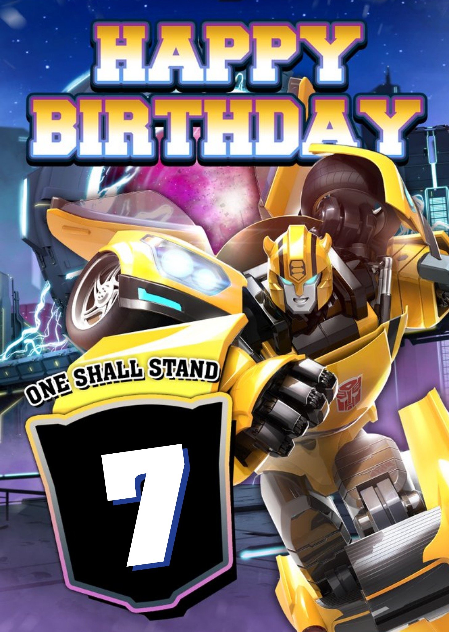 Transformers One Shall Stand Personalised Age Birthday Card Ecard