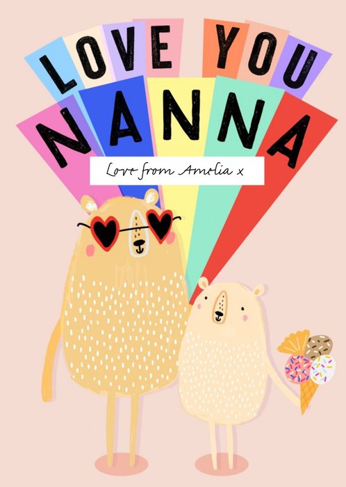 Bear Love You Nanna Personalised Mother's Day Card