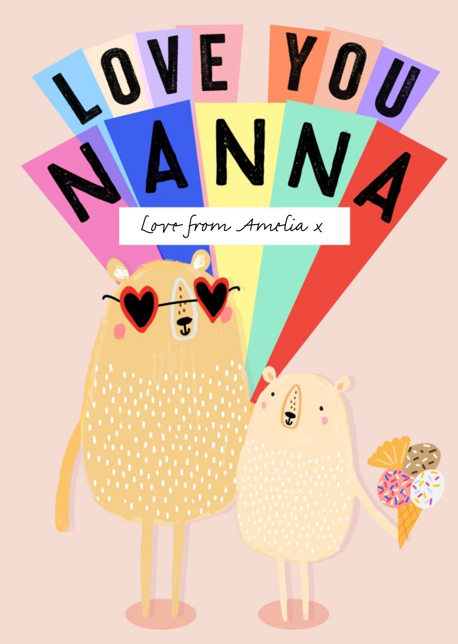 Moonpig Bear Love You Nanna Personalised Mother's Day Card Ecard