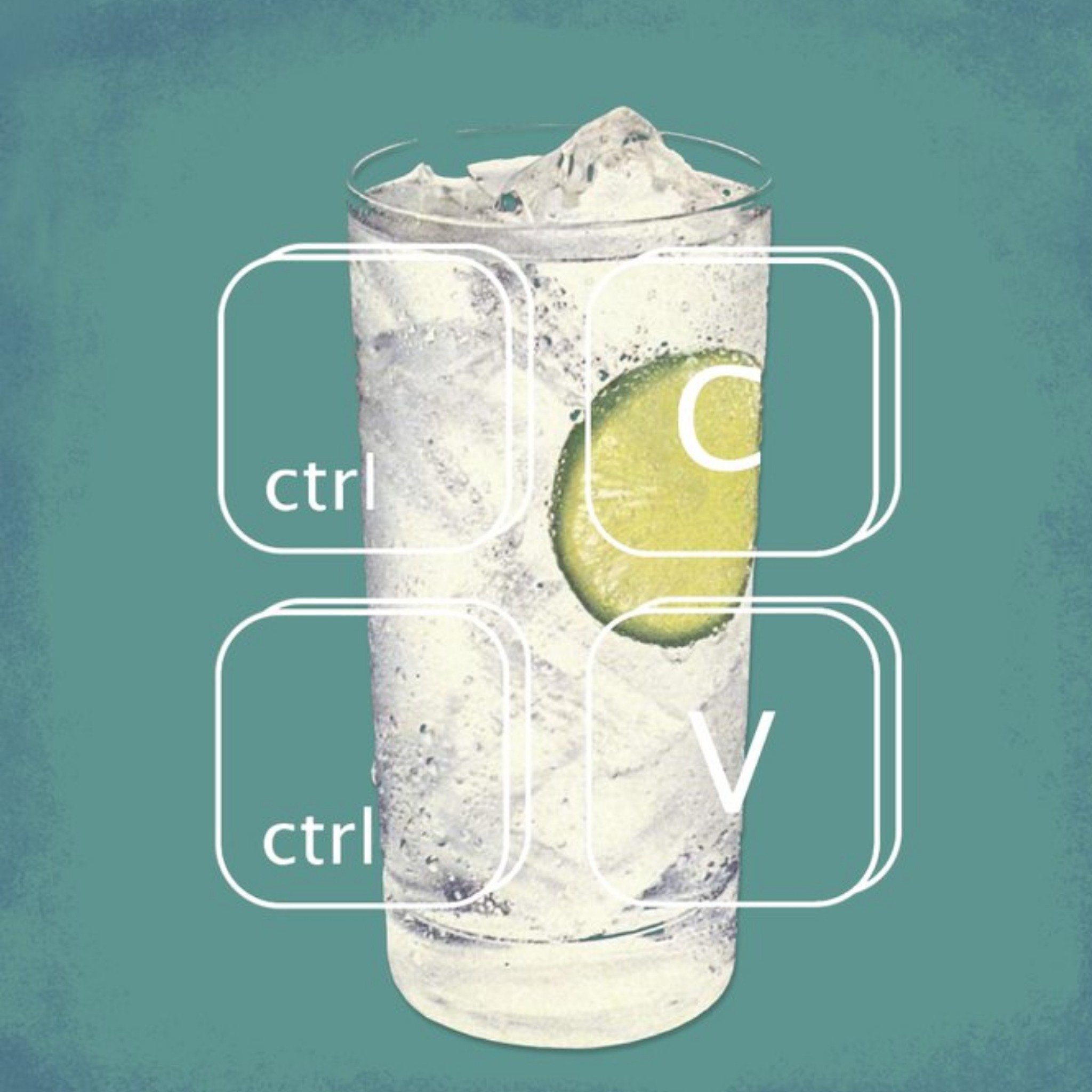 Gin And Tonic Ctrl C And Ctrl V Personalised Greetings Card, Square