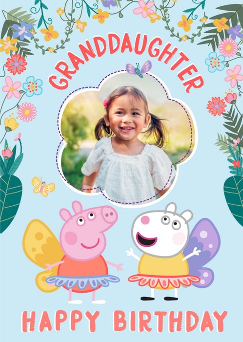 Peppa Pig Granddaughter Photo Upload Birthday Card