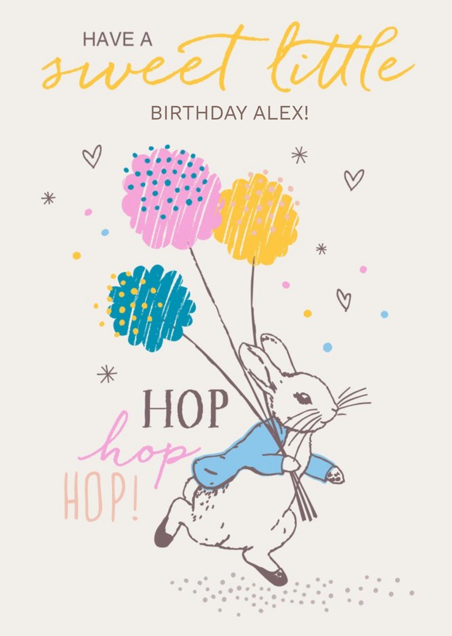Peter Rabbit Sweet Little Birthday Personalised Text Card, Large