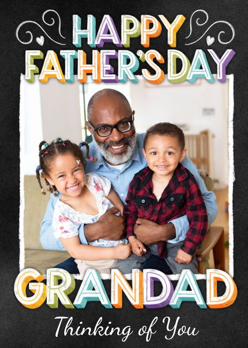 Typographic Happy Father's Day Grandad Thinking Of You Photo Upload Card