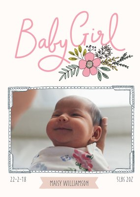 Bees Knees Baby Girl Pink Photo Upload Card