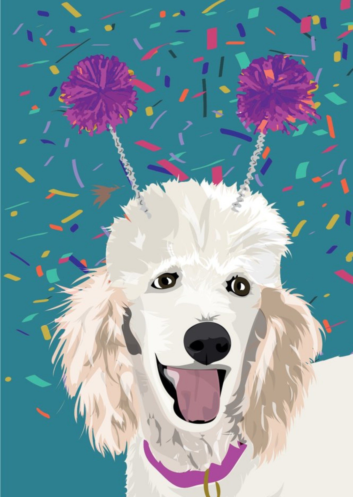 Illustrated Confetti Poodle Card Ecard