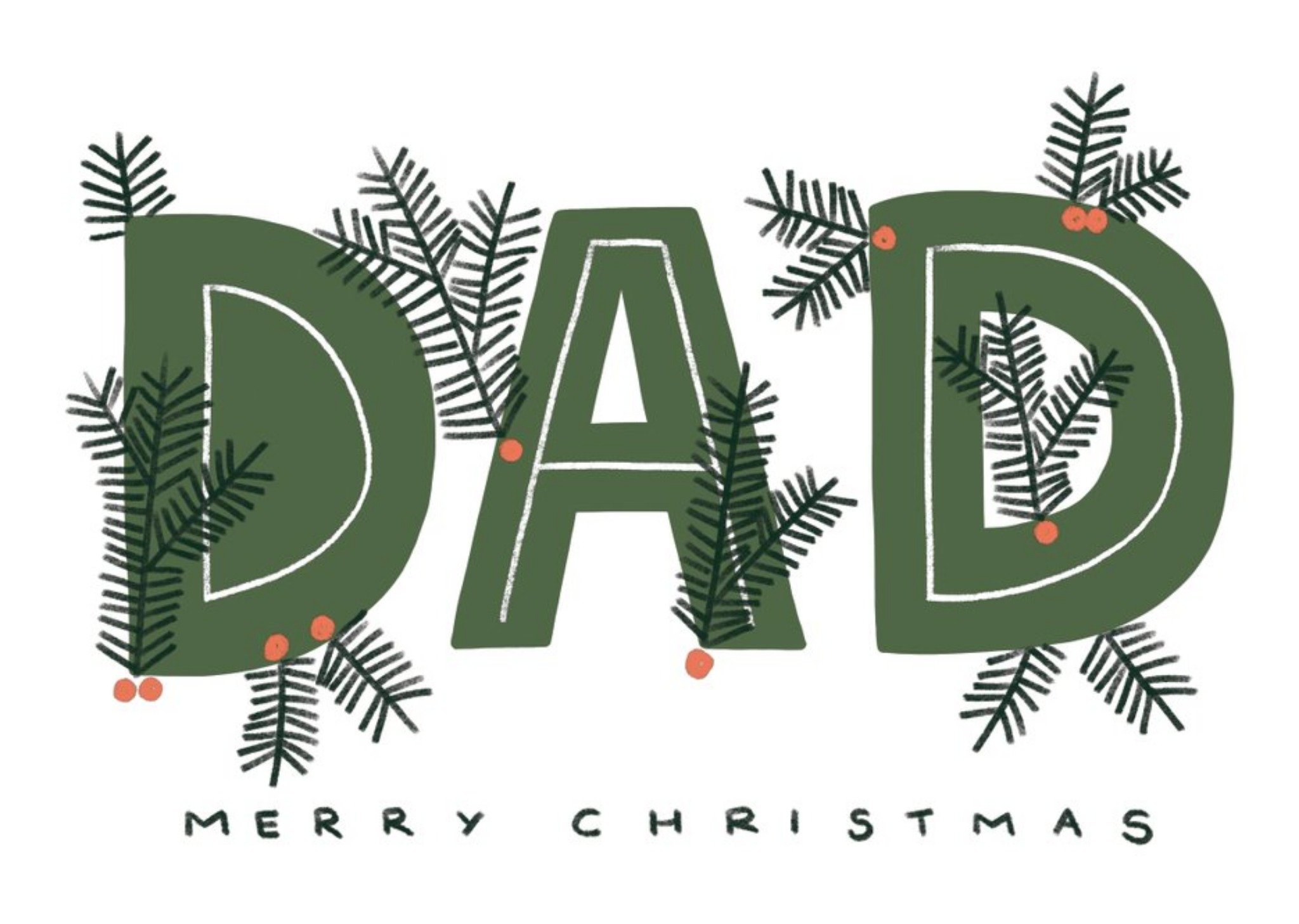 Moonpig Dad Merry Christmas Typographic Card Ecard