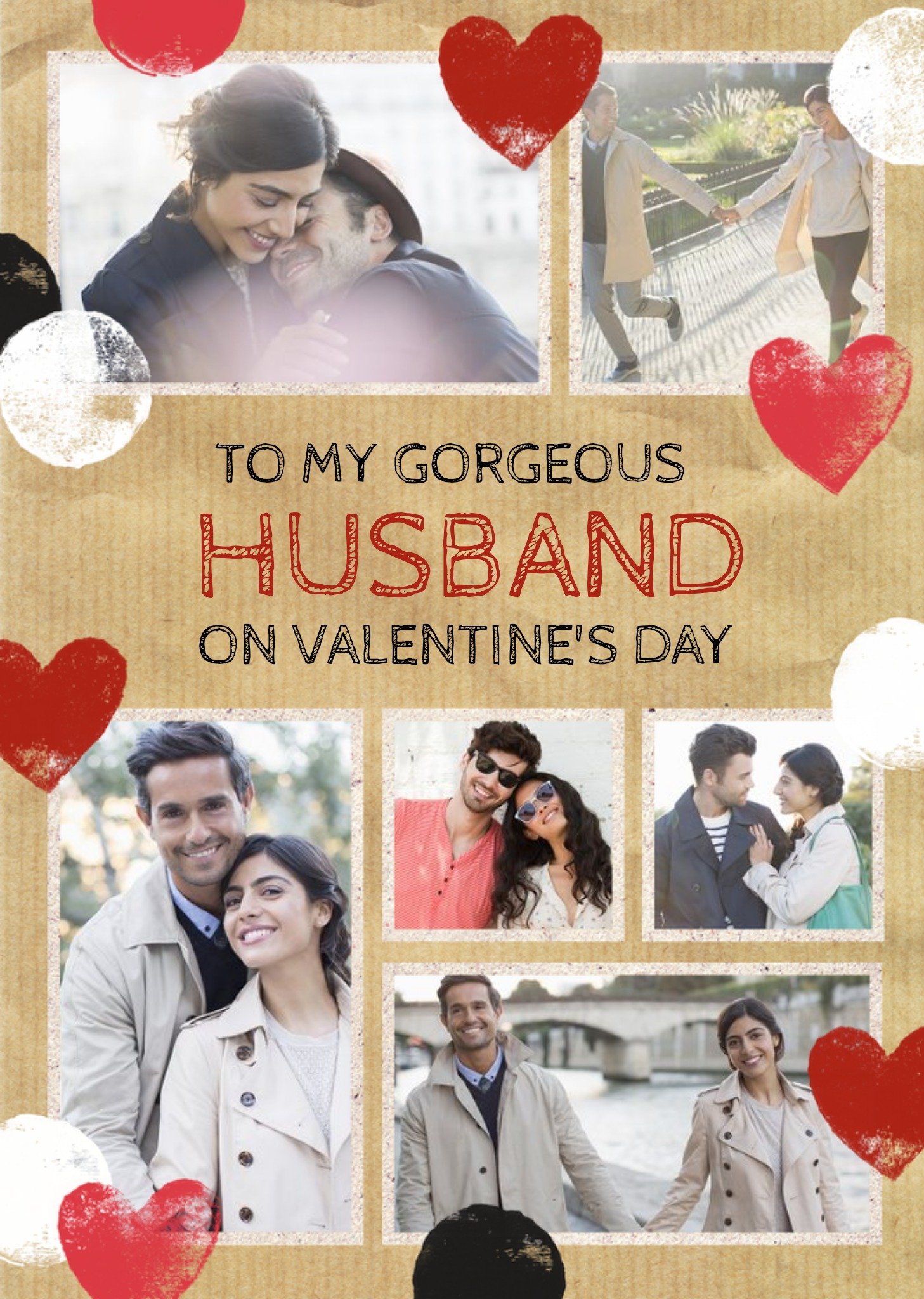 Stamped Hearts To My Gorgeous Husband Photo Valentine's Day Card Ecard