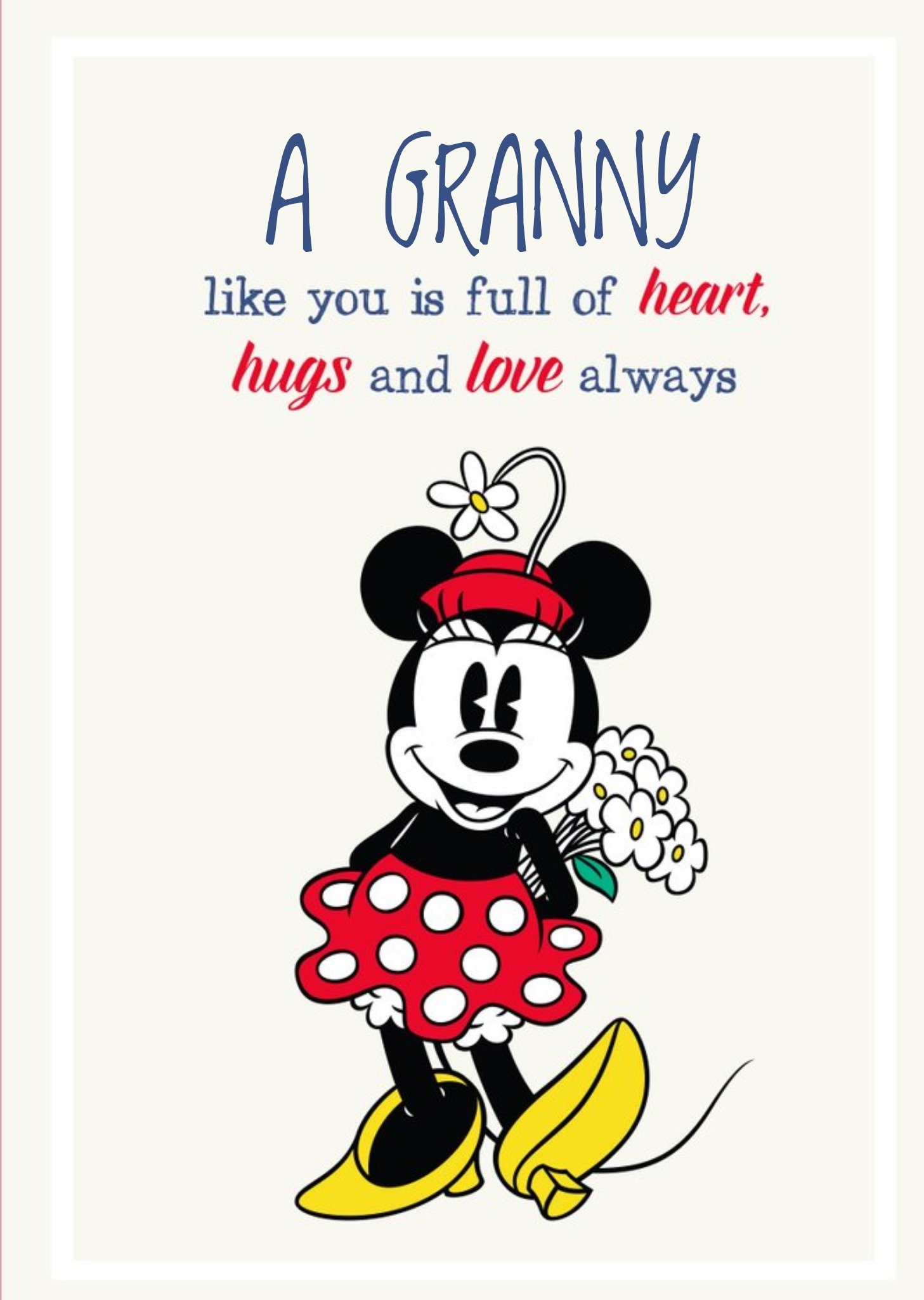 Disney Cute Minnie Mother's Day Card - Full Of Heart, Hugs And Love Always - Granny