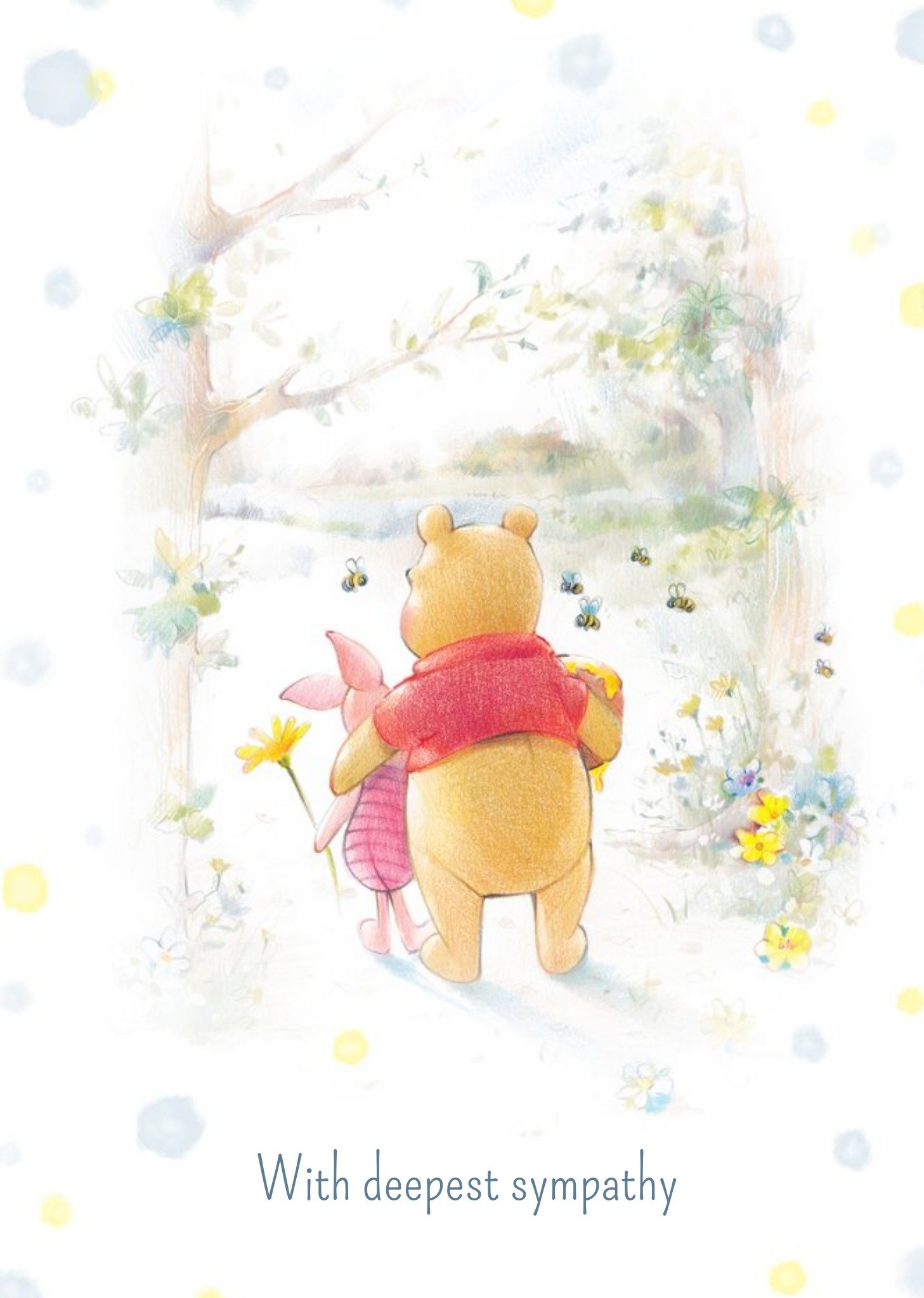 Disney Winnie The Pooh And Piglet Personalised With Deepest Sympathy Card, Large