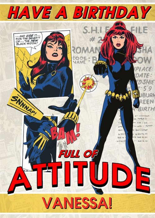 Marvel Comics Black Widow Birthday Card