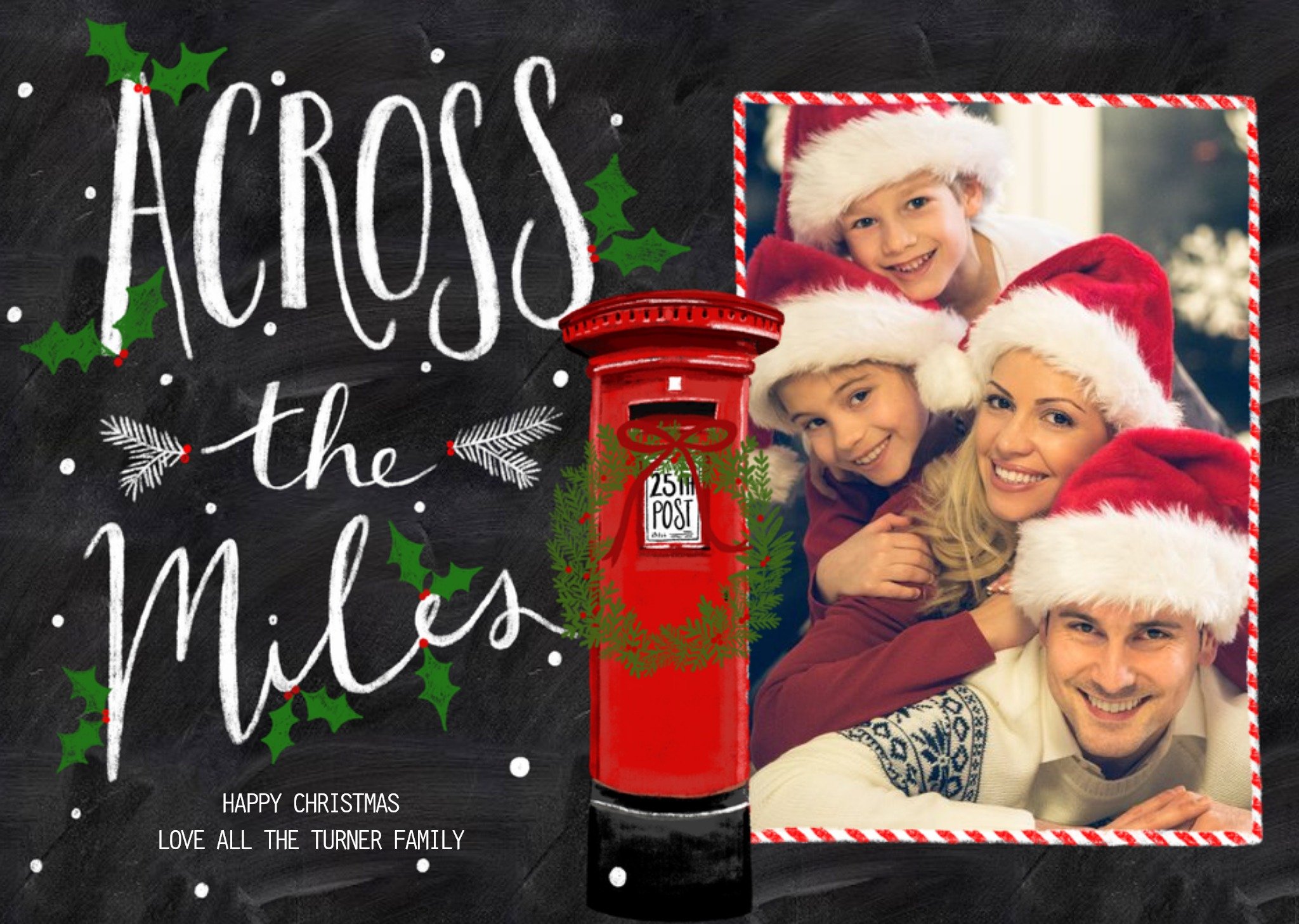 Chalk Board Across The Miles Christmas Photo Card Ecard