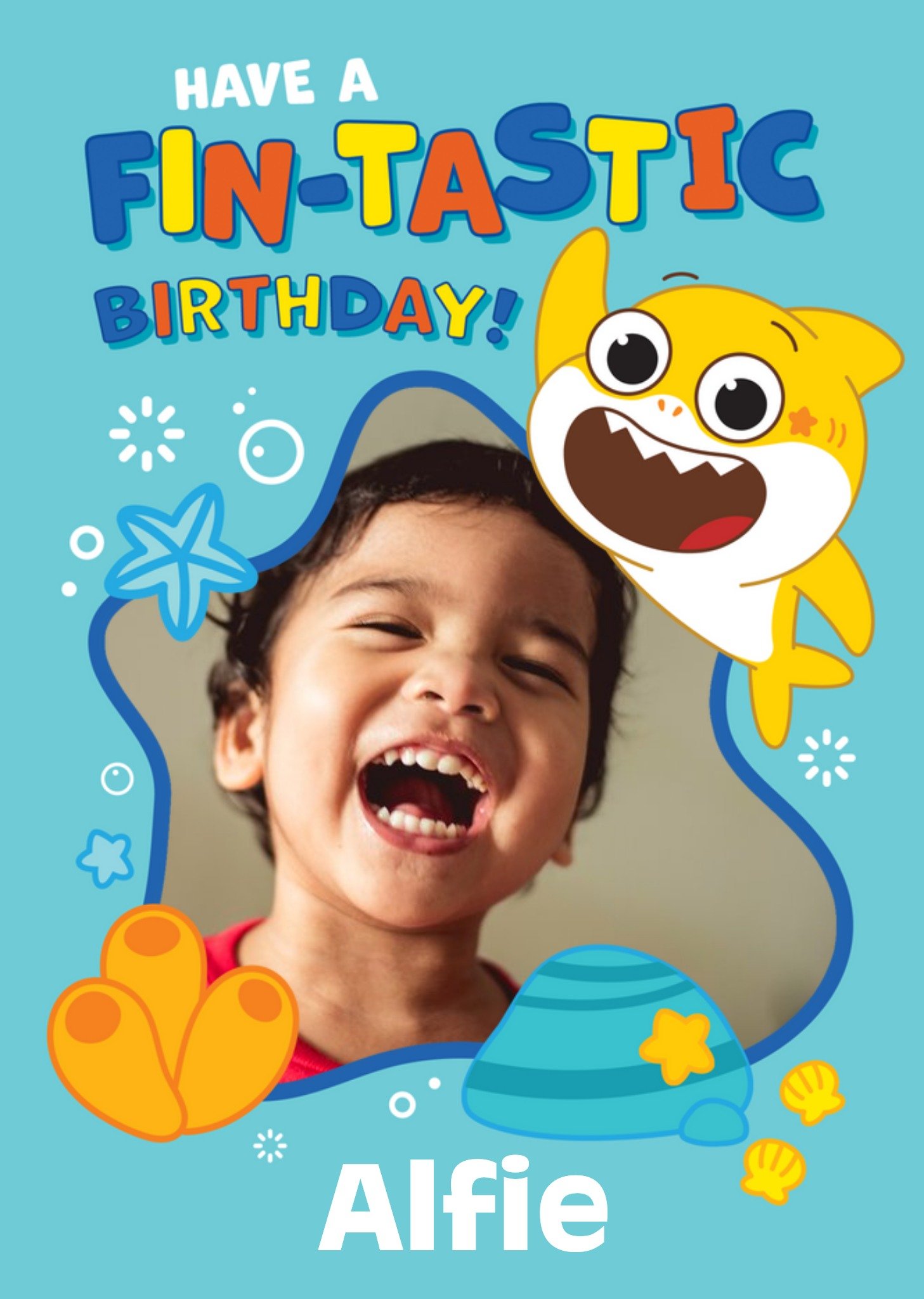 Baby Shark Have A Fin-Tastic Birthday Photo Upload Card Ecard