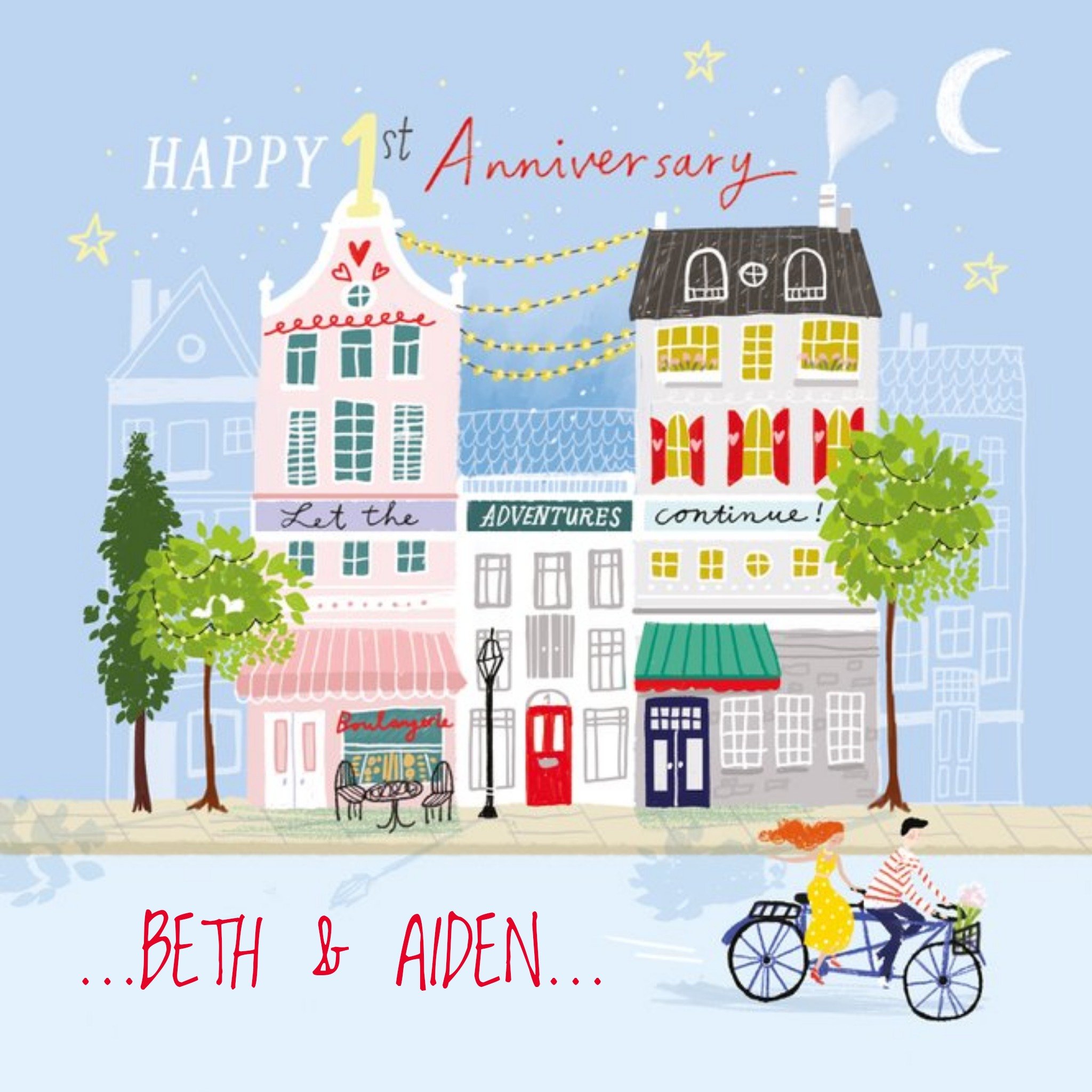 Ling Design Happy First Anniversary Card, Square