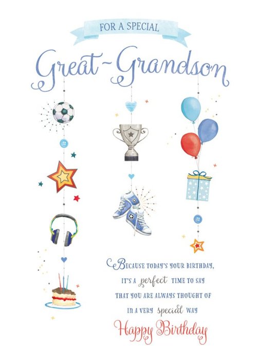Illustrated Sentimental Verse Great Grandson Birthday Card | Moonpig